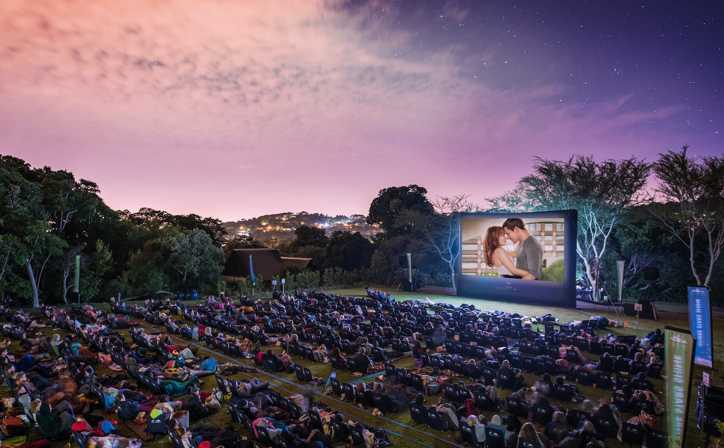 A picture taken at a outdoor cinema